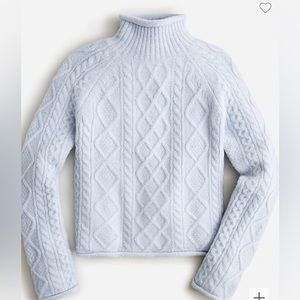 J.Crew Cable-knit Rollneck Sweater Shale Blue Size S